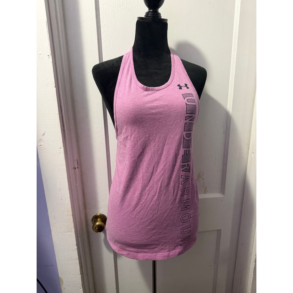 Under Armour Heatgear Tank Top XS Purple Loose Fit Racerback Graphic Athletic